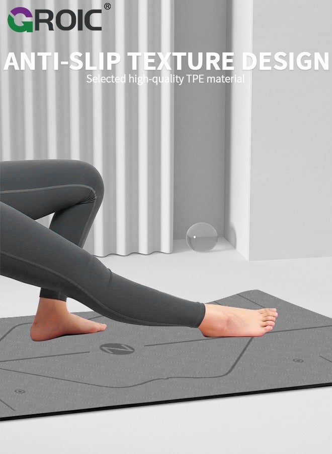 GROIC Extra-Wide Yoga Mat – 6mm TPE Exercise Mat with Alignment Marks, 72" × 31.9", Storage Bag