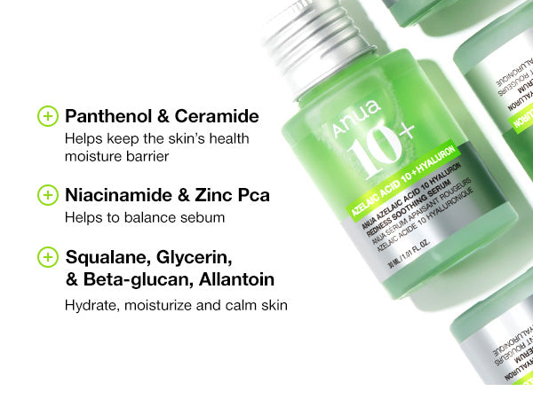 Anua Azelaic Acid 10 Hyaluron Soothing Serum 30mlPersonal careExperience the calming and hydrating effects of Anua Azelaic Acid 10 Hyaluron Redness Soothing Serum. This lightweight, non-comedogenic serum is formulated with 10% azelaic acid to reduce redne