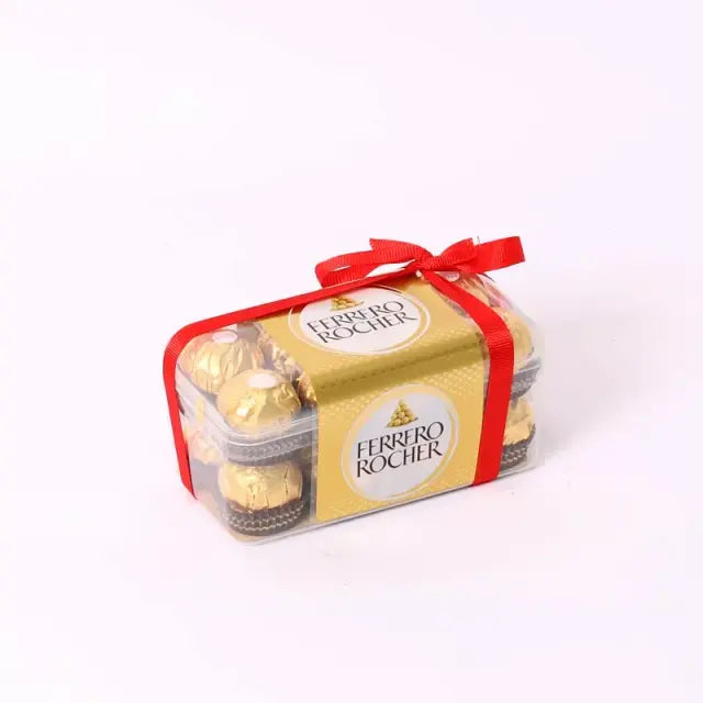 For My Queen Bouquet and Ferrero Rocher 200gmChocolate & Confectionery200gm Ferrero Rocher 31 Red Roses 20 Purple Roses Arranged in a Black and Purple Wrapping Black Ribbon Bow