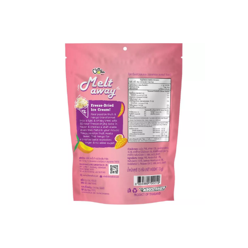 CHIMMA Melt Away Freeze-Dried Ice Cream Mango & Passion Fruit 15g | Crispy Tropical Fruit Snack | Thai Treat