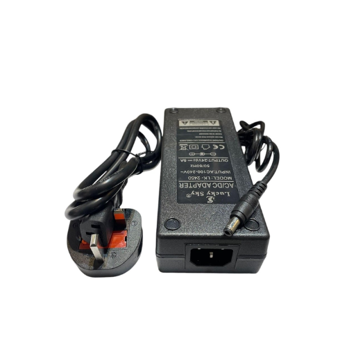 LUCKYSKY 24V 5A Power Supply Adapter AC/DC Switching Power Supply – UK Plug, 120W LED Driver for 3D Printer, CCTV, Monitor & Electronics