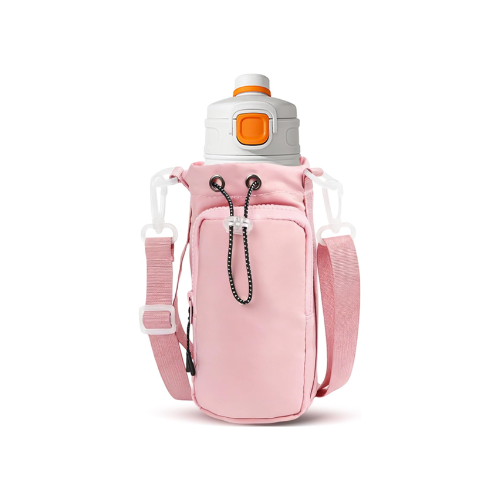 Hittriu Water Bottle Bag Holder 30–35oz Pink | Bottle Carrier with Phone Pocket, Adjustable Shoulder Strap & Handle | Crossbody Water Bottle Sleeve for Hiking, Cycling & Travel