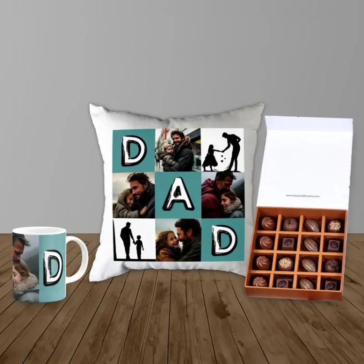 Cushion Mug and Chocolate TrioChocolate & ConfectioneryPremium Assorted Chocolates 16 Pcs By Sweecho, Personalised Photo Cushion - 40x40cm, Personalised Photo Mug