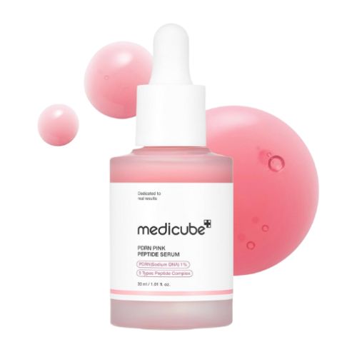 Medicube Age-R Booster Pro Pink 6-in-1 skincare device with PDRN Pink Peptide Eye Serum bundle set