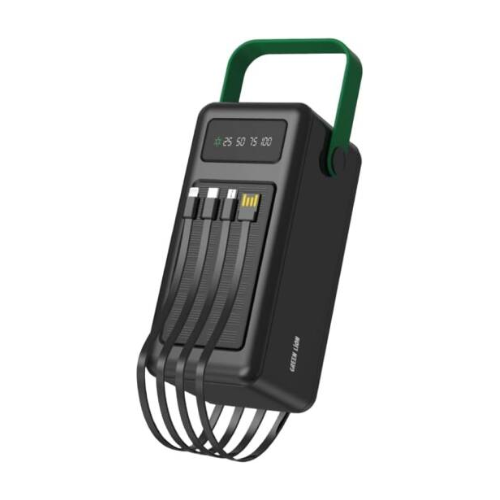 Green Lion Solar Max 80000mAh Power Bank – 4 Built-In Cables, Digital Display, Solar, UAE Brand