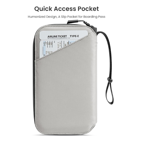 tomtoc T03 Passport Cover – Grey, Minimalist Slim Passport Holder, Size M