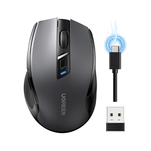 UGREEN Wireless Ergonomic Mouse – Bluetooth 5.4 + 2.4GHz, Rechargeable, Silent, 5-Level 4000 DPI