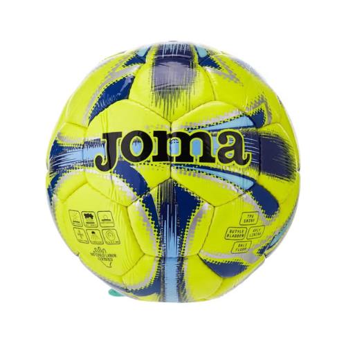 Joma Dali Soccer Ball Size 3 – Yellow Fluor/Navy, 32-Panel TPU, Hand-Stitched, Grass & Turf