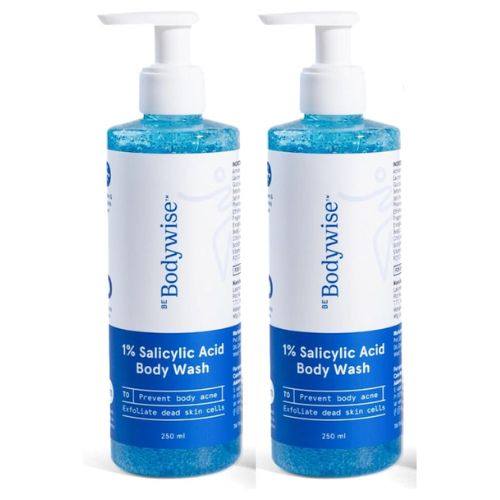 Be Bodywise Salicylic Acid Body Wash – 1% SA, Body Acne & Strawberry Skin, 500ml × 2 Pack