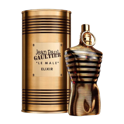Le Male Elixir black and gold torso bottle