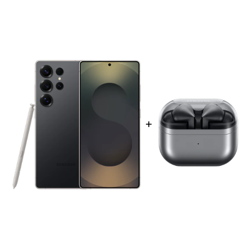 Samsung Galaxy S25 Ultra 5G 12GB/256GB Titanium Black + Galaxy Buds3 Pro Silver Bundle – 200MP, S Pen, ANC, Galaxy AI