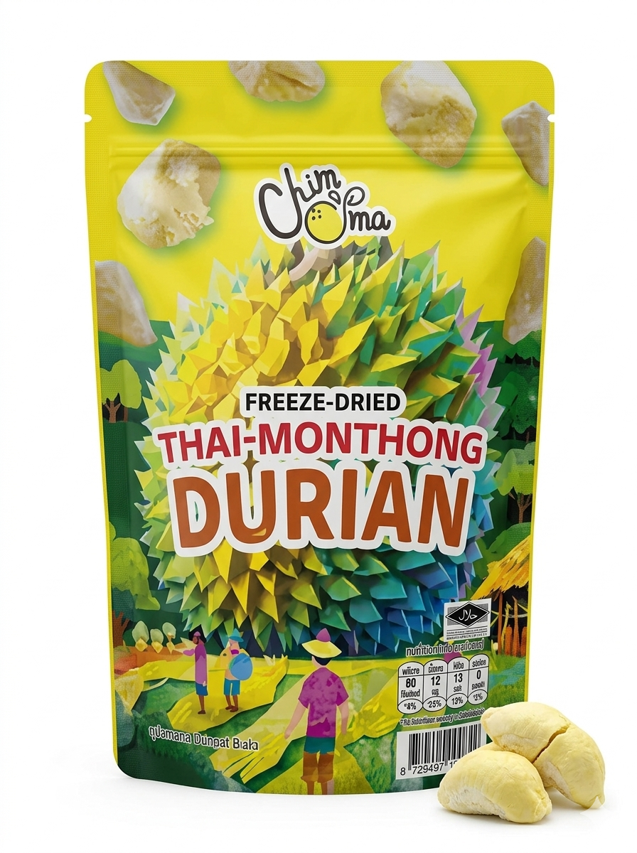 CHIMMA Freeze-Dried Thai Monthong Durian 20g | Crispy Thai Durian Snack | Premium Freeze-Dried Fruit | Authentic Monthong Durian