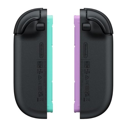 Light purple and light green Nintendo Switch 2 Joy-Con controllers with advanced motion controls