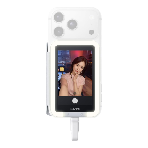 Insta360 Snap magnetic selfie screen with light – ultra-thin 7.3mm rear camera monitor with touchscreen snapped onto smartphone back 