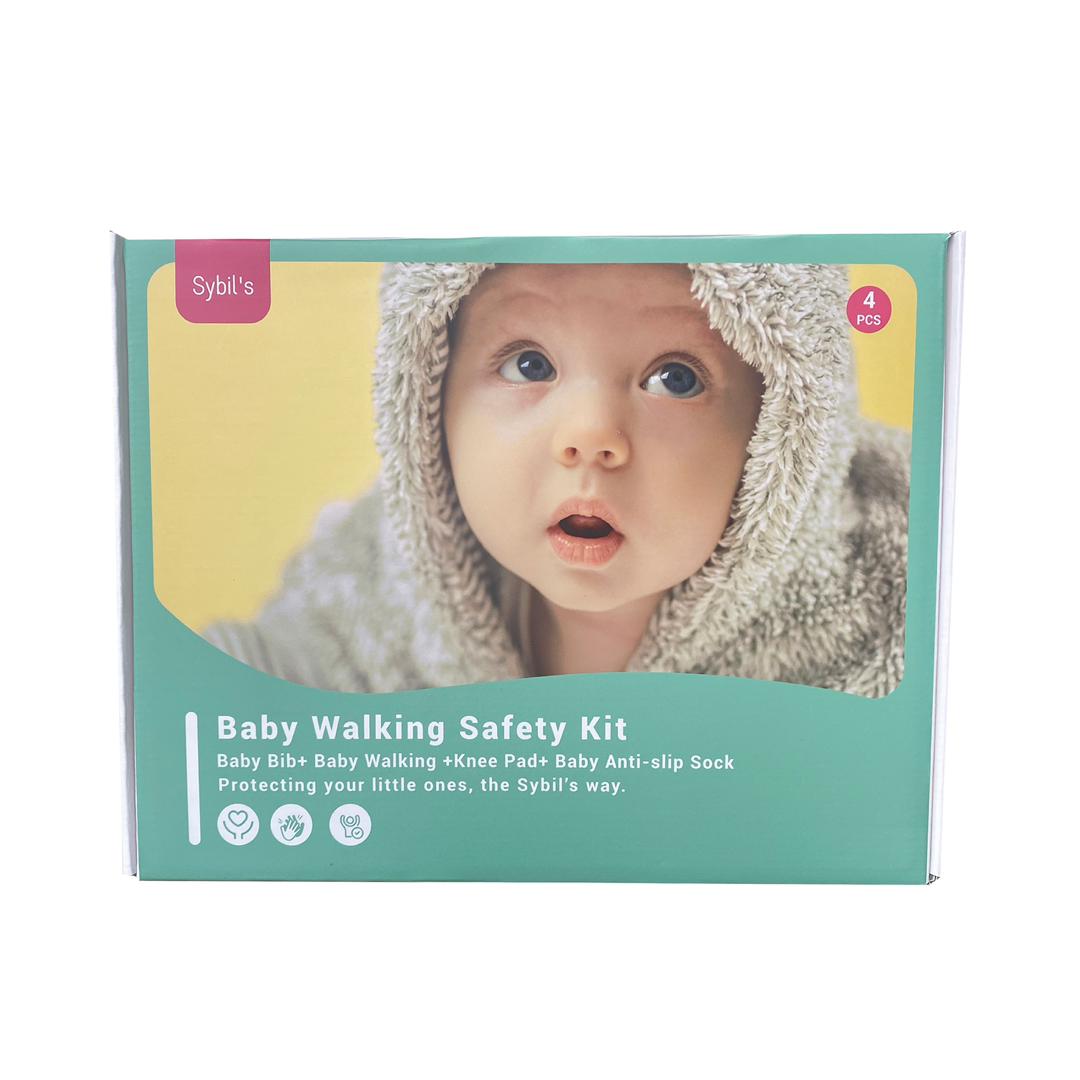 Sybils Baby walking safety kitBaby Walking Safety Kit Diversified functionality: The set includes baby drool bibs, anti-slip socks, knee pads, and a walking harness, catering to the different needs of babies at various stages. The drool bibs effectively a