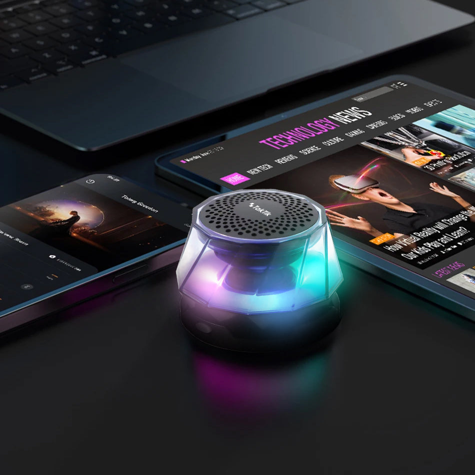 Taktik Mini Magnetic Bluetooth SpeakerAudio & VideoExperience powerful and elegant sound with the Taktik Mini Magnetic Bluetooth Speaker. With 3W power and three lighting modes, sync your music rhythm for an immersive experience. Its strong magnetic ring