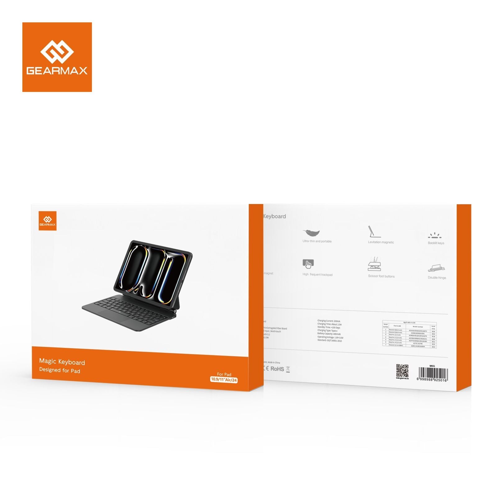 Gearmax Magic Keyboard for iPad | Compatible with iPad 10.9"/11" Air/24 | Floating Magnetic Design | Backlit Keys | High-Precision Trackpad | Ultra-Thin & PortableTablet AccessoriesIntroducing the Gearmax Magic Keyboard for iPad - the ultimate accessory f