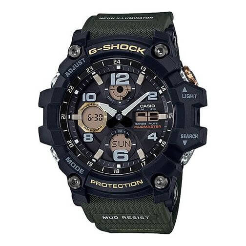 Casio G-Shock GSG-100-1A3DR Analog/Digital Watch – Mudmaster, Military Green, Shock & Mud Resistant | LetsTango UAEJewelleryBuilt to conquer the most extreme environments, the Casio G-Shock GSG-100-1A3DR from the Mudmaster series features military-inspire