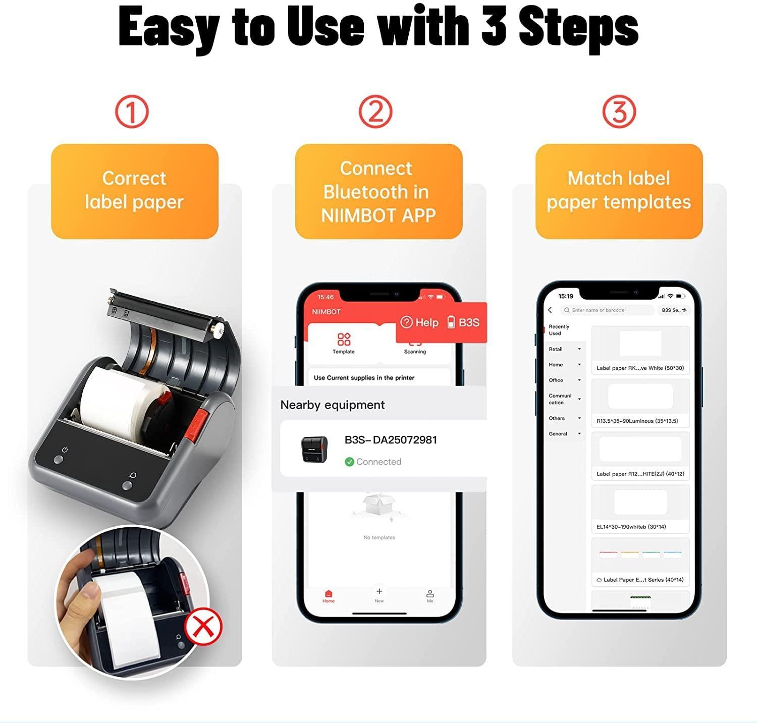 NIIMBOT B3S 3 Inch Label Printer with Tape - Streamline Your Labeling and Receipt PrintingPrinters & Accessories🖨️ Wide 3-Inch Format – Print larger labels, barcodes, and receipts with clarity and efficiency. 🎫 Inkless Thermal Technology – Cost-effectiv
