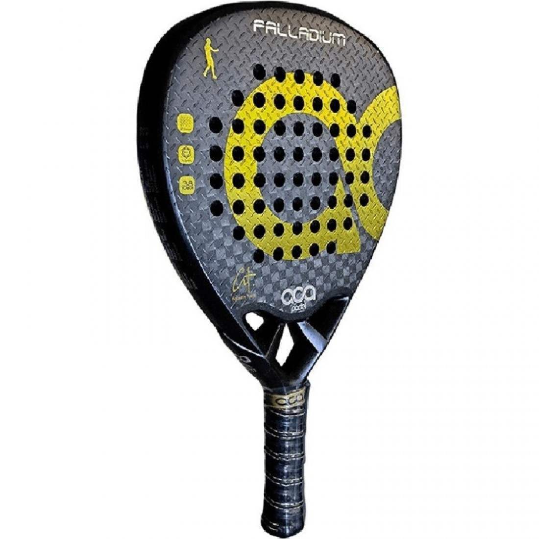 ACA Agustín Torre Palladium Gold Padel RacketEquipmentsThe ACA Agustín Torre Palladium Gold Padel Racket stands out for its exceptional construction and performance. Crafted with a 100% carbon tubular frame and 12K carbon fiber faces, it offers a solid an