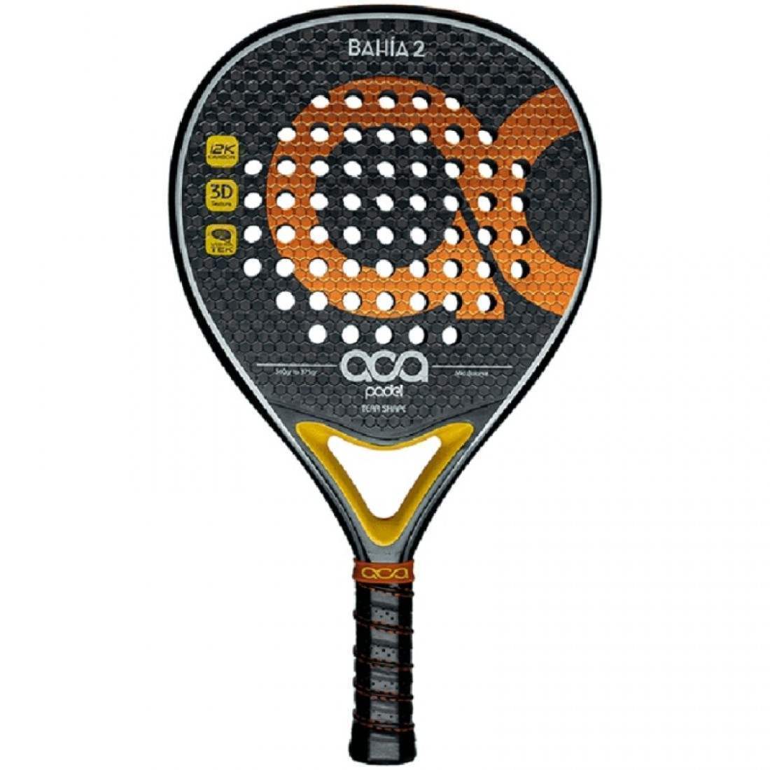 ACA Bahía 2 Padel RacketEquipmentsThe ACA Bahía 2 Padel Racket stands out for its exceptional versatility on the court. Its teardrop shape and medium balance provide a harmonious blend of power and control, making it suitable for various playing styles. T
