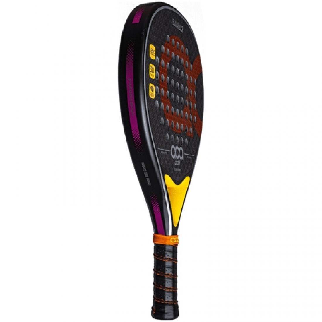 ACA Bahía 2 Padel RacketEquipmentsThe ACA Bahía 2 Padel Racket stands out for its exceptional versatility on the court. Its teardrop shape and medium balance provide a harmonious blend of power and control, making it suitable for various playing styles. T