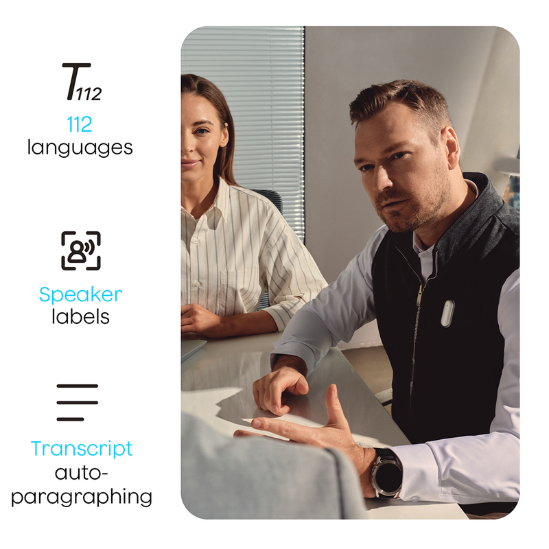 Plaud NotePin Wearable AI Note Taker – 20H Recording, 112 Languages, 64GB, Magnetic Pin or Clip