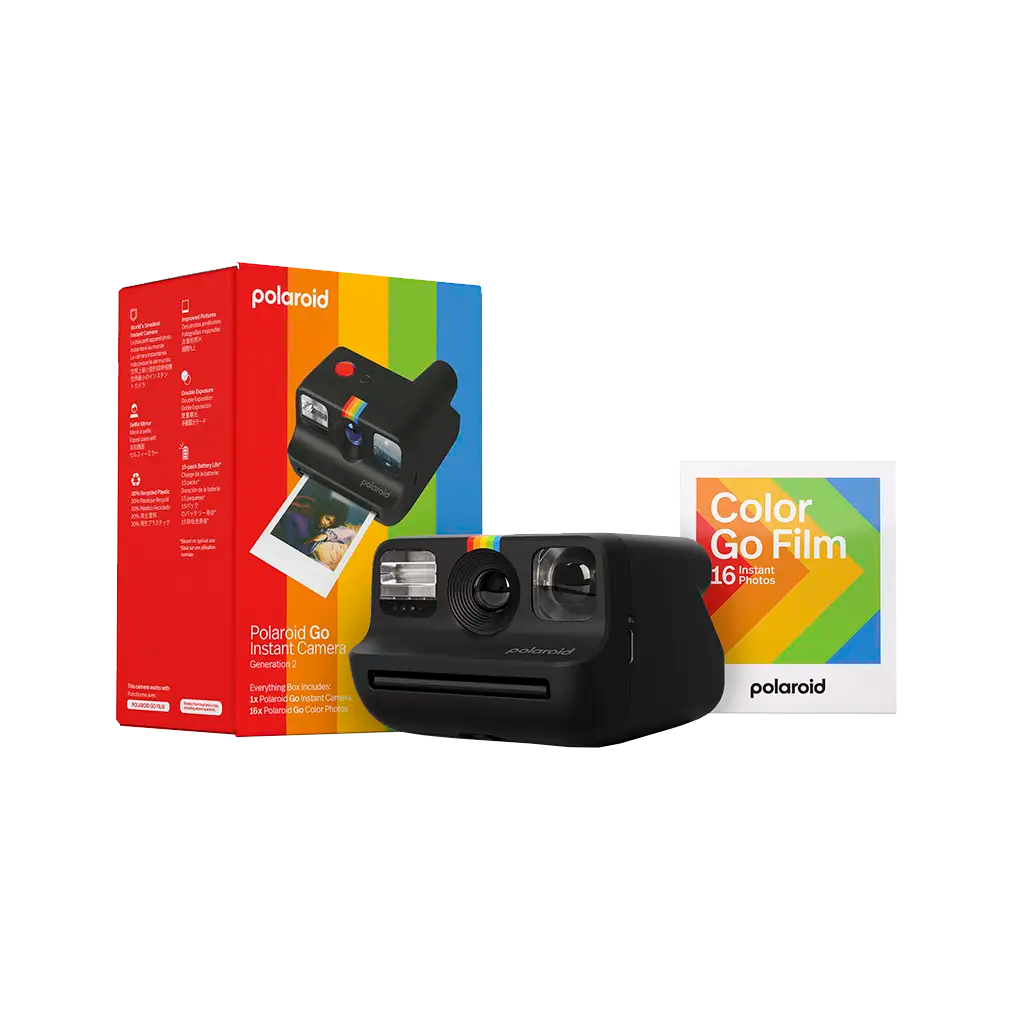Polaroid Go Everything Box Generation 2CamerasCapture real life on the Go. Polaroids most portable, wearable, take anywhere-able Polaroid Go Generation 2 instant camera has been upgraded with a large aperture range, precise light sensor, and on-point-expo