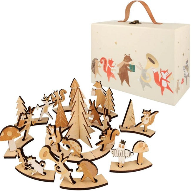 Wooden Marching Band Advent Calendar in suitcase