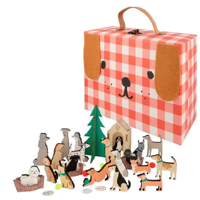 Wooden Dog Advent Calendar Suitcase by Meri Meri