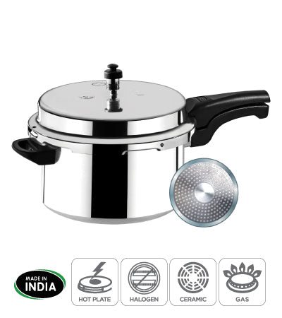 Sanford Aluminium Pressure Cooker with Induction Base 7.5 L 20 W SF3254PC-7.5L - SilverKitchen StorageHigh-Quality Aluminium Pressure Cooker With Induction Base. Dual Safety Valve ( Spring and Safety Valve). For Additional Safety, Gasket Release System. H