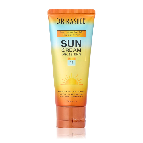 DR. RASHEL Whitening & Moisturizing Sun Protect Cream Spf 75 Multicolor 60gPersonal Care🌞 High SPF 75 Protection: Provides robust defense against UVA and UVB rays, preventing sunburn and premature aging. ✨ Whitening & Brightening: Infused with niacinamid