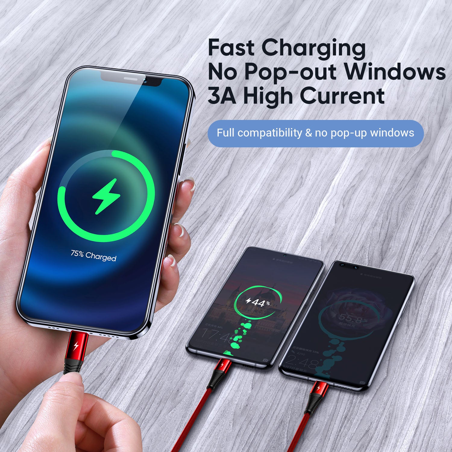Connected THICKY Charging Cable 3 in 1 USBA to Lightining TypeC and Micro 1.2M 3A Fast ChargingMobile AccessoriesConnected THICKY Charging Cable 3 in 1, support 3 devices to charge at the same time with the durable SR connector. The high current, fast cha