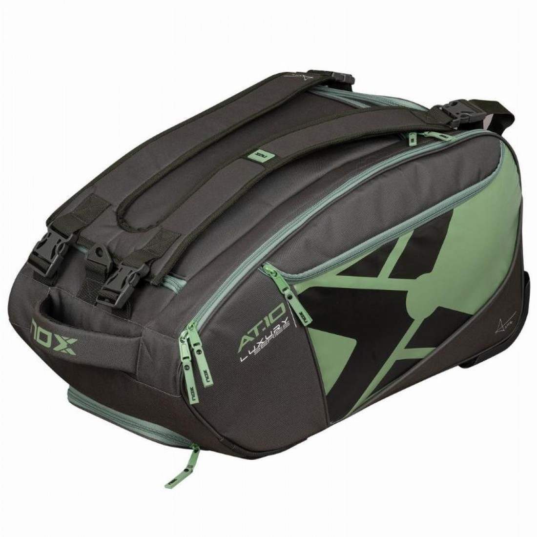 Nox AT10 Competition Trolley Bag (Black/Green)EquipmentsMeet the Nox AT10 Competition Trolley Bag—a premium, tour-ready essential crafted for UAE padel enthusiasts who demand both performance and convenience. Designed to roll with ease via its rugged whee