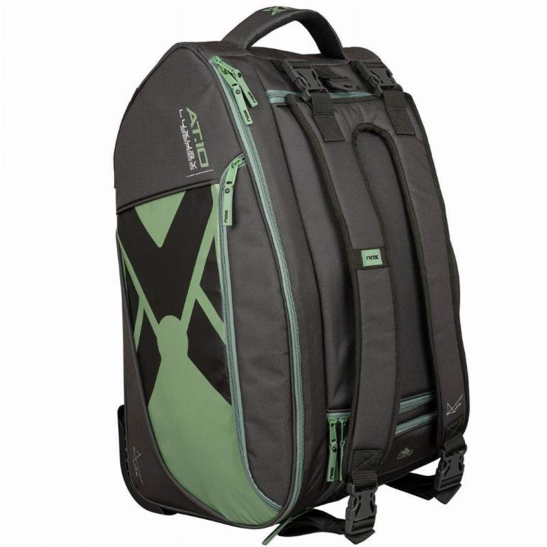 Nox AT10 Competition Trolley Bag (Black/Green)EquipmentsMeet the Nox AT10 Competition Trolley Bag—a premium, tour-ready essential crafted for UAE padel enthusiasts who demand both performance and convenience. Designed to roll with ease via its rugged whee