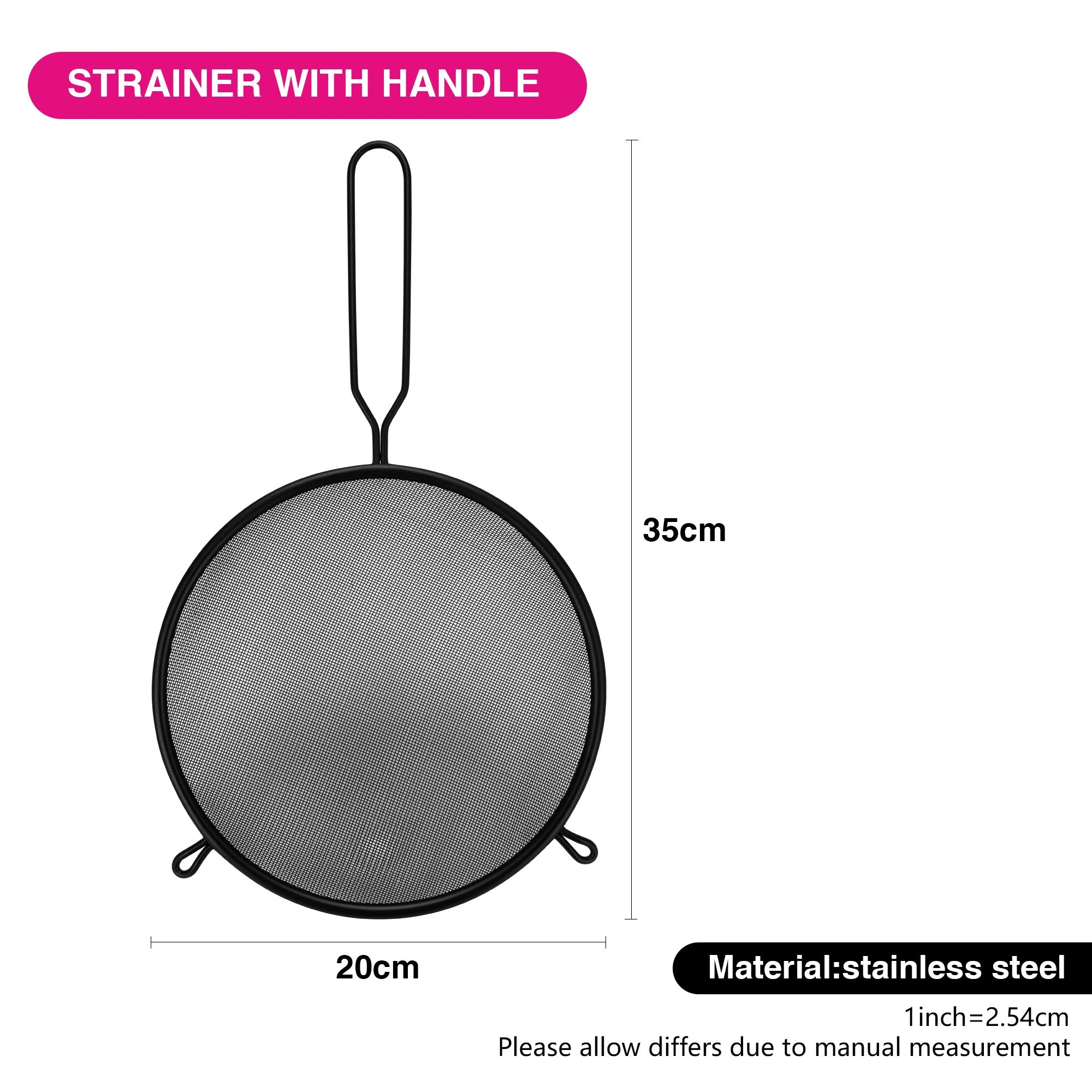 Fissman Fine Mesh Strainer 20cm with Handle Hang HoleKitchen StorageThe sieve with a handle from Fissman is an indispensable assistant in the kitchen. It loosens the flour, fills it with air, due to which the dough becomes airy, and the baked goods are so