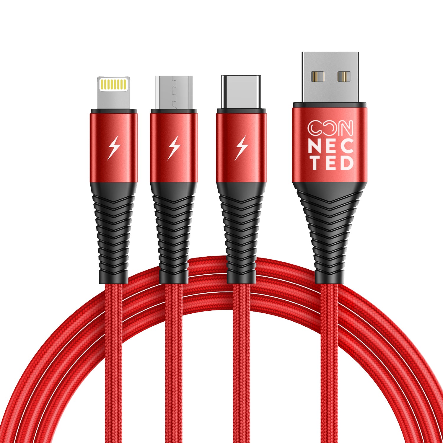 Connected THICKY Charging Cable 3 in 1 USBA to Lightining TypeC and Micro 1.2M 3A Fast ChargingMobile AccessoriesConnected THICKY Charging Cable 3 in 1, support 3 devices to charge at the same time with the durable SR connector. The high current, fast cha