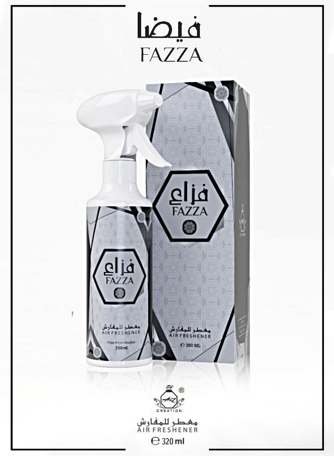 A to Z Creation Air Freshener Fazza 350mlPerfumes & FragrancesAdd a dash of freshness and fragrance to your surroundings and fabrics with this luxurious air and fabric freshener. Can overcome tough-smelling odors and leave a lingering, lasting freshness b