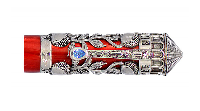 Montegrappa Limited Edition HAVERJ Roller PenCollectiblesErebouni: Rebirth Towards EternityThe exquisite collection, “Haverj”, Fountain pen or Roller in Red resin and sterling silver. The resin barrel is embellished by deep-relief engraving with the Armen