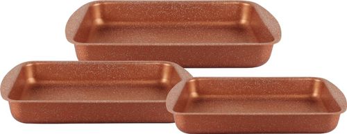 Dessini 3 Pcs Granite Coating Square Pan set BrownKitchen Storage32x22cm square pan 35x25cm square pan 38x28cm square pan