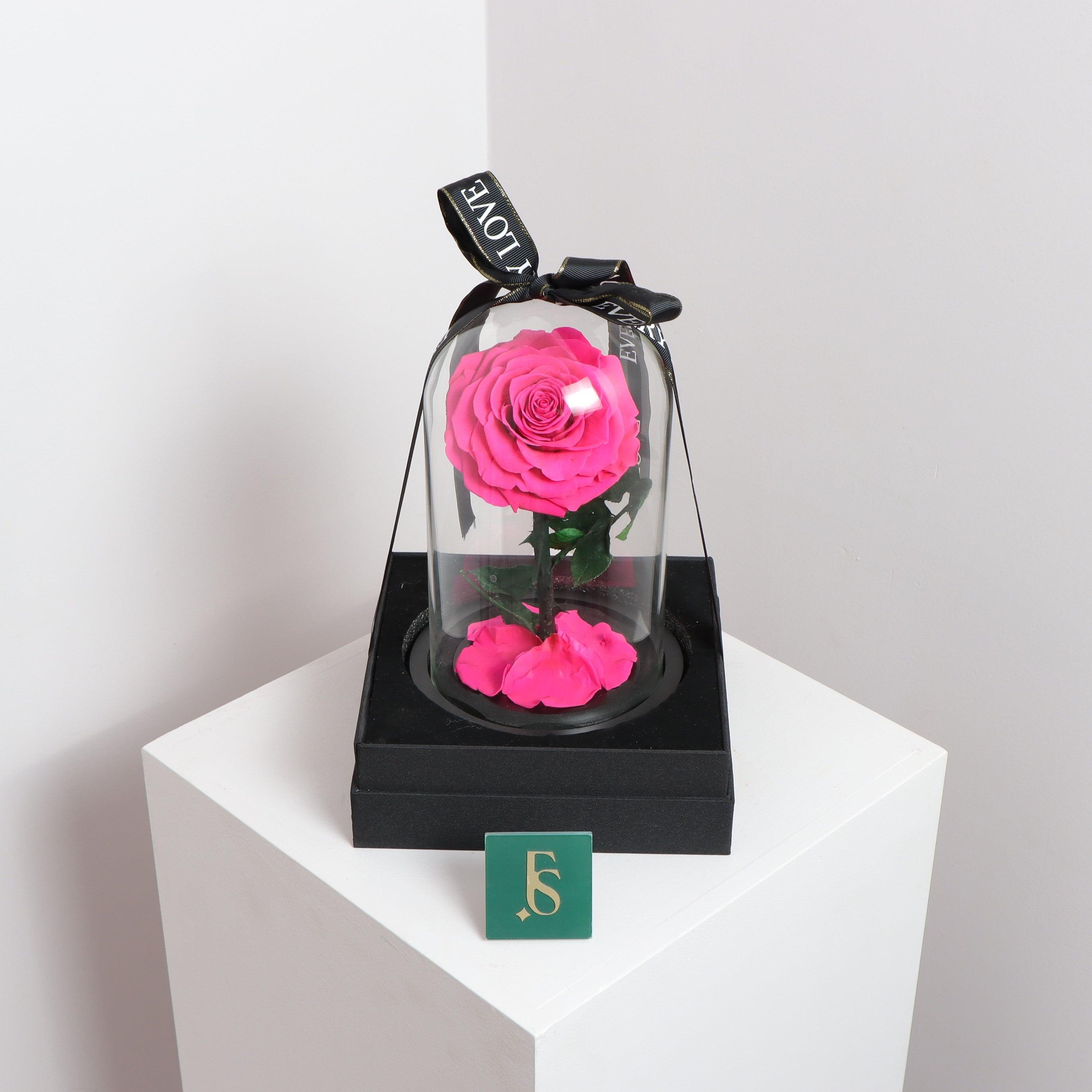 1 Forever Rose PinkFlowersSame-day delivery Send a special message with this forever rose.Delight them with its bright color and luxurious rose that express true love and devotion.