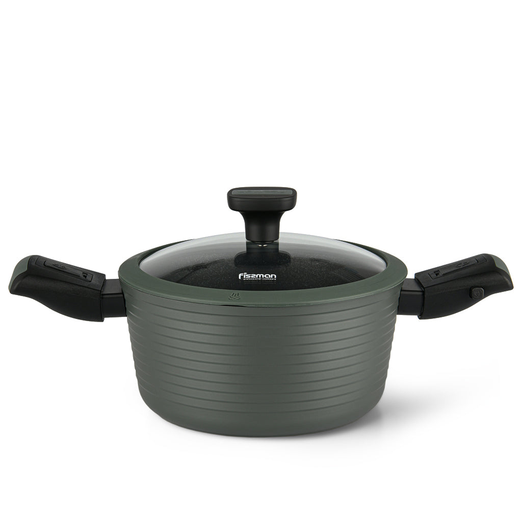 FISSMAN Aluminium with Non-Stick Coating StockPot BRILLIANT 20x10cm/2.6 L with Detachable Handles and Glass LidKitchen StorageStockpot BRILLIANT 20x10 cm / 2.6 LTR with detachable handles and glass lid (aluminum with non-stick coating) FISSMAN the well-kn