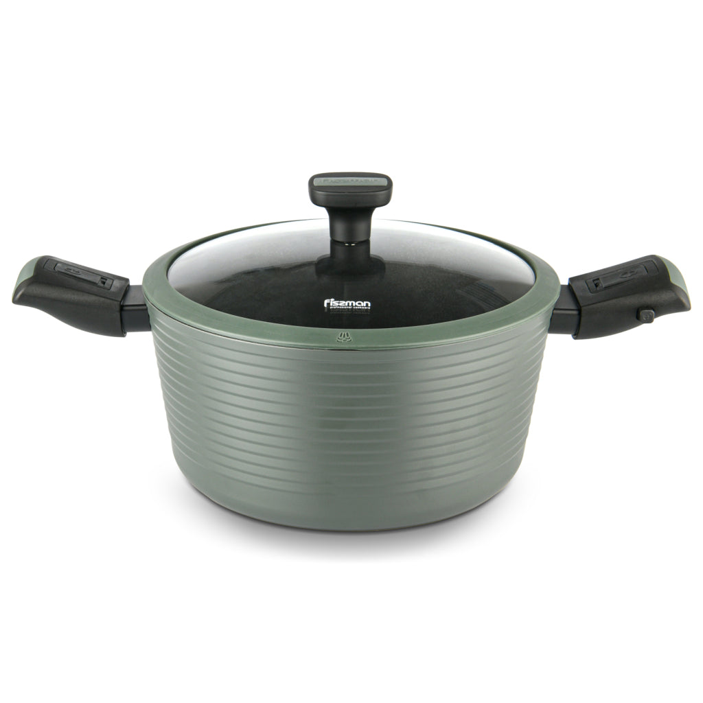 FISSMAN Aluminium with Non-Stick Coating StockPot BRILLIANT 24x12cm/4.5 L with Detachable Handles and Glass LidKitchen StorageStockpot BRILLIANT 24x12 cm / 4.5 LTR with detachable handles and glass lid (aluminum with non-stick coating) FISSMAN the well-kn