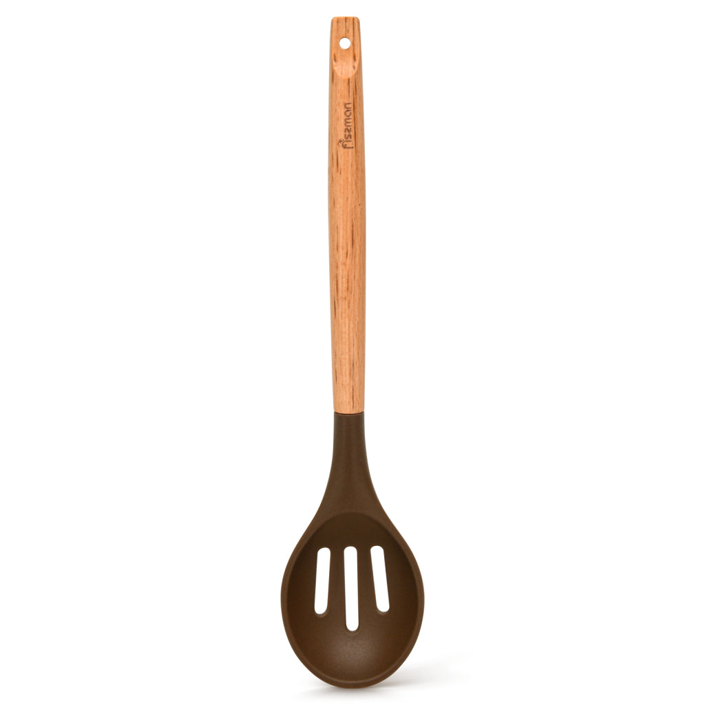 FISSMAN Slotted Spoon CHEF's Tools 32cm CHOCOLATE Silicone with wooden handleKitchen StorageFISSMAN Slotted spoon CHEFs TOOLS 32 cm CHOCOLATE (silicone with wooden handle)