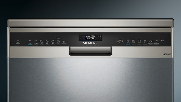 Siemens 60 cm Home Connect Freestanding Dishwasher with 13 Place Settings, German Engineered, SN25HI27MM, Silver