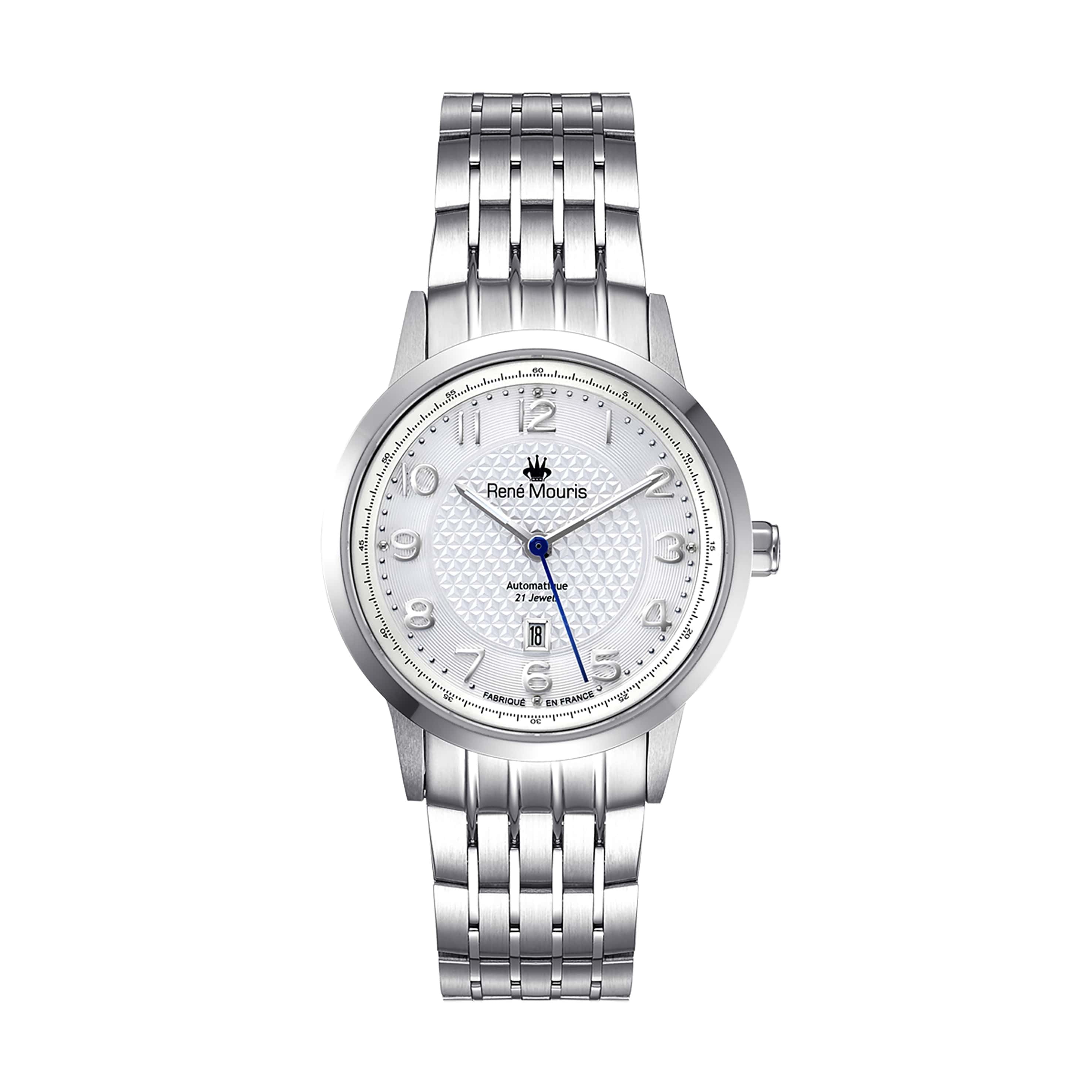 Rene Mouris Stainless steel analog watch Ladies FIDELEJewelleryRene Mouris Automatic Mechanical Ladies Watch - Hidden (Butterfly) Deployant Clasp - See-through Case Back - Sapphire Crystal, Band Color Silver - 316L Stainless Steel- Water Resistant 10 ATM