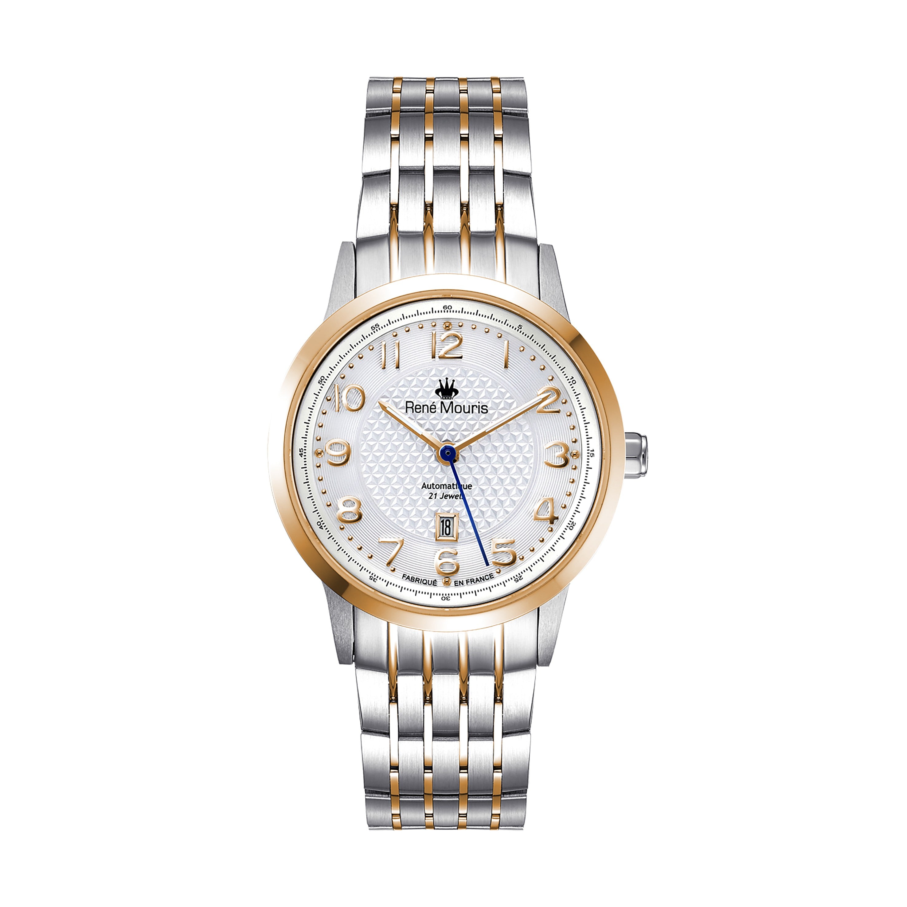 Rene Mouris Stainless steel analog watch Ladies FIDELEJewelleryRene Mouris Automatic Mechanical Ladies Watch - Hidden (Butterfly) Deployant Clasp - See-through Case Back - Sapphire Crystal, Band Color Silver - 316L Stainless Steel- Water Resistant 10 ATM