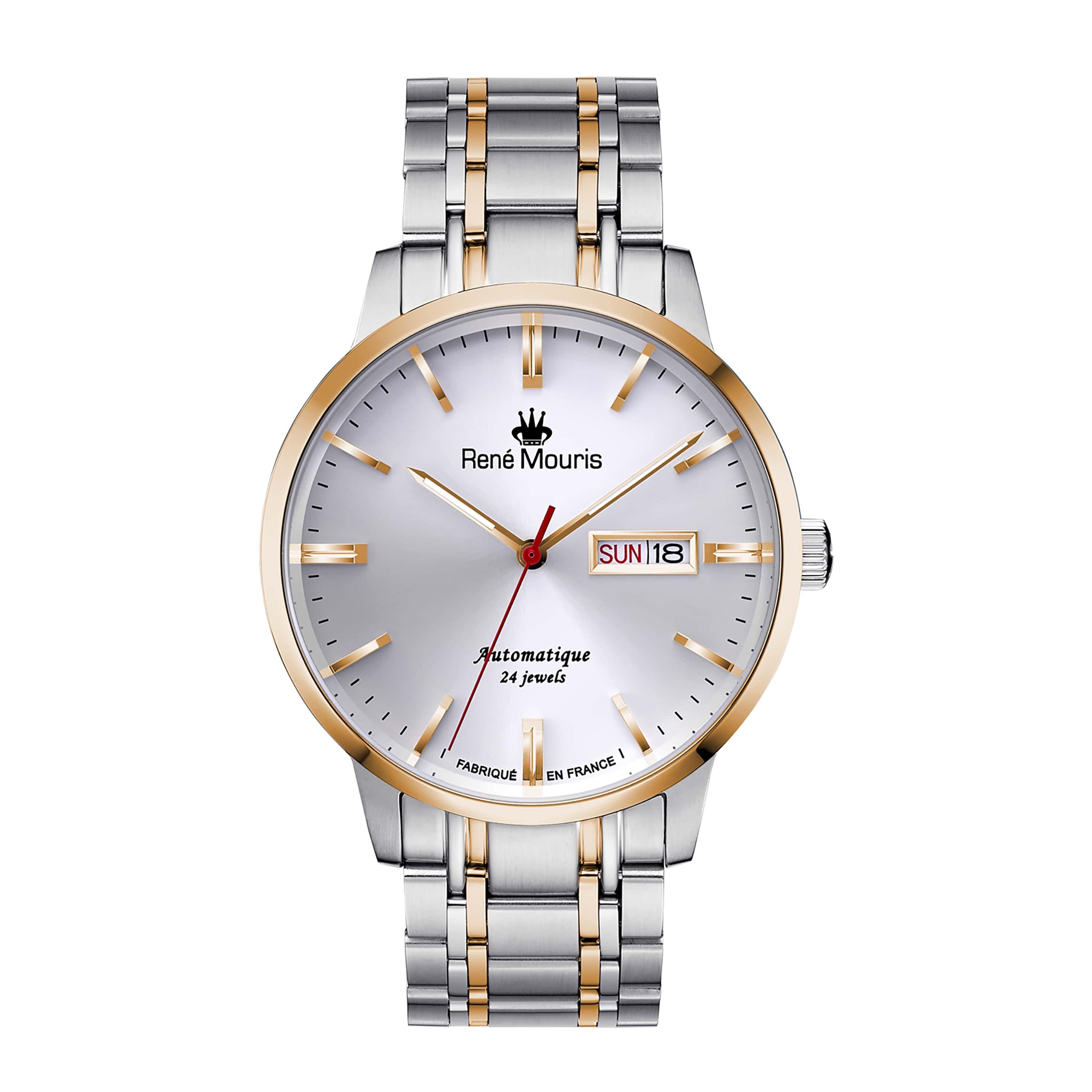 RENE MOURIS Noblesse Series Automatic Watch GentsJewelleryRene Mouris Automatic Gents Watch - Hidden (Butterfly) Deployant Clasp - See-through Case Back - Date Window - Sapphire Crystal - Reserve up to 40 hours-Band Color Silver - 316L Stainless Steel- Di