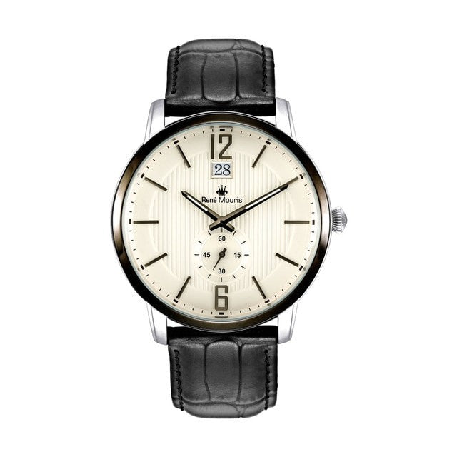 RENE MOURIS EXECUTIVE CLASSIC WATCH GentsJewelleryRene Mouris Quartz Gents Watch - Analog Display - Strap Buckle - Date Window - Mineral Crystal with Sapphire Coating-Band Color Black - Genuine Leather - Dial Color White - Water Resistant 5ATM / 50m - Sma