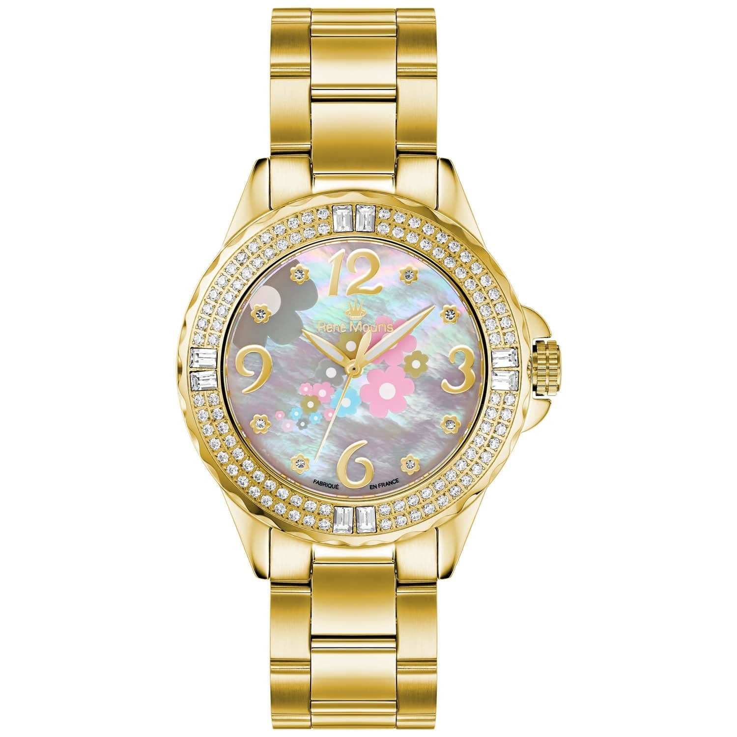 RENE MOURIS La Fleur Series Watch LadiesJewelleryRene Mouris Quartz Ladies Watch - Analog Display - Hidden (Butterfly) Deployant Clasp - Date Window - Mineral Crystal with Sapphire Coating-Band Color Silver - 316L Stainless Steel- Dial Color Mother of Pea